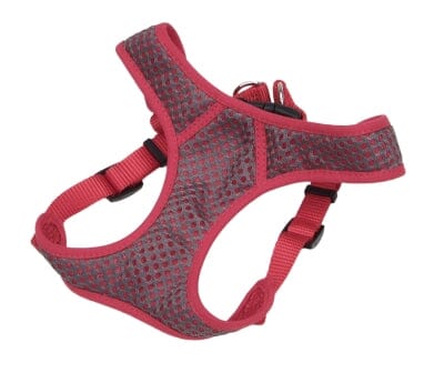 Coastal Comfort Soft Sport Wrap Adjustable Mesh Dog Harness Gray/Red XXS - 14-16 Inch
