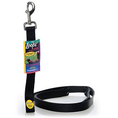 Coastal Double Handle Double-Loop Dog Leash Black L:48 X W:1 Inch