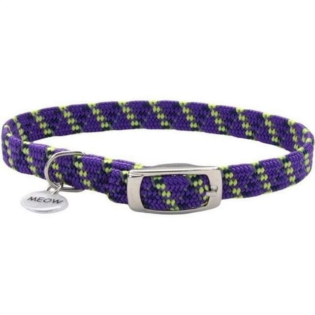 Coastal ElastaCat Reflective and Safety Stretchy Cat Collar with Reflective Charm - L:10 X W: 3/8 Inch Purple