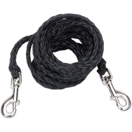 Coastal Heavy-Duty Poly Thick Braided Rope Big Tie Out - Black Small - L:10 Ft X W:3/8 Inch