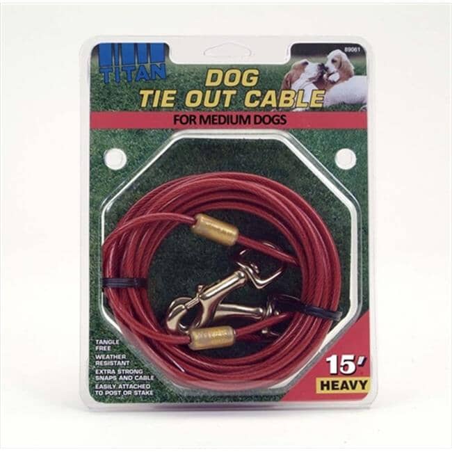 Coastal Heavy Duty Tie Out Cable Leash Red 15 Ft - Up To 80 Lbs