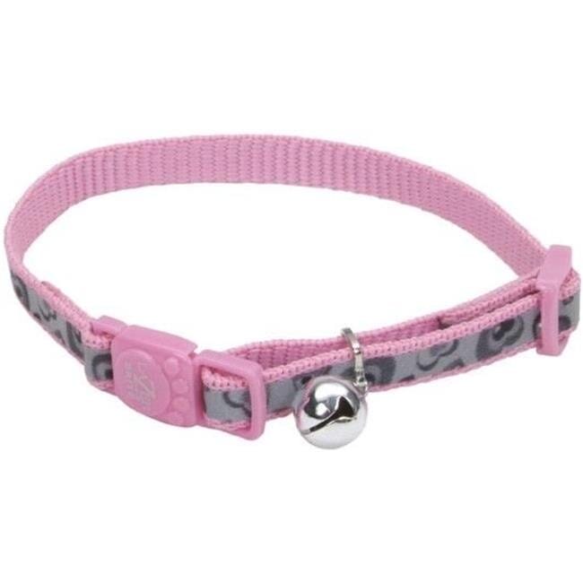Coastal Lazer Bright Reflective Breakaway Cat Collar with Bell - L:8-12 X W:3/8 Inch Pink Heart