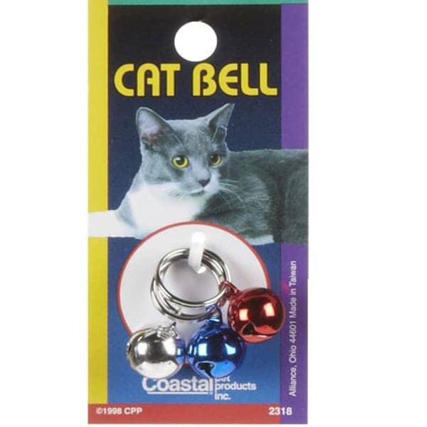Coastal Round Red White and Blue Cat Bells with Attachable Ring - 3 Pack - 1/2 Inch Default Title