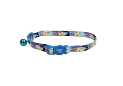 Coastal Safe Cat Adjustable Brakeaway Cat Collar - Blue Fish - L:8-12 X W:3/8 Inch Default Title