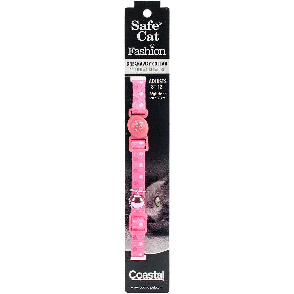 Coastal Safe Cat Adjustable Brakeaway Cat Collar - Pink Dots - L:8-12 X W:3/8 Inch Default Title