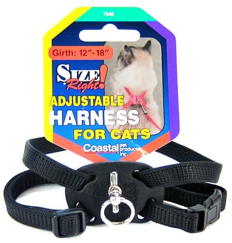 Coastal Size Right Snag-Proof Adjustable Cat Harness - Black - L:12-18 X W:3/8 Inch Default Title
