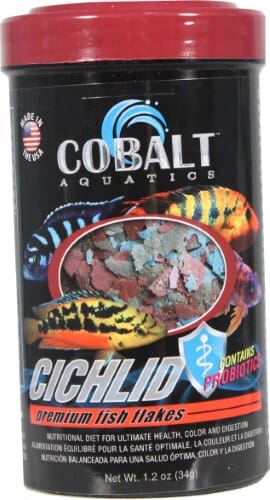 Cobalt Aquatics Cichlid Premium Freeze-Dried Fish Food Flakes with Probiotics 1.2 Ounce