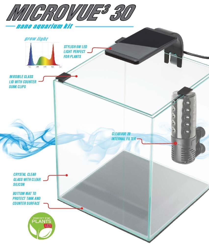 Cobalt Aquatics Microvue3 30 Glass Aquarium Kit - 8 Gal  