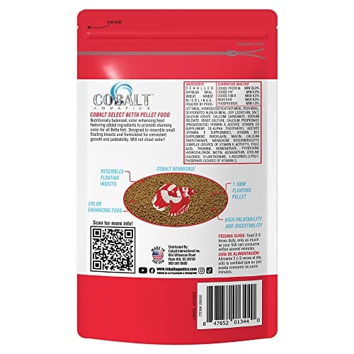 Cobalt Aquatics Select Betta Pellets with Color Enhancing Tropical Fish Food - 1.2 Oz