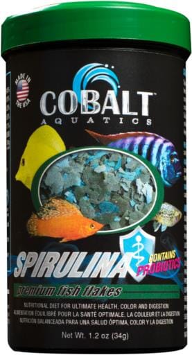 Cobalt Aquatics Spirulina Flakes Freshwater and Saltwater Fish Food - 1.2 Oz  