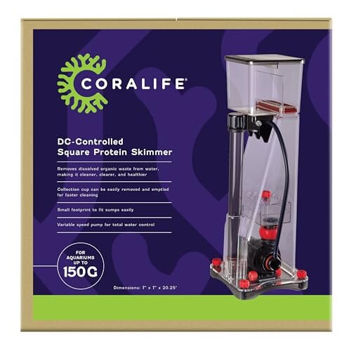Coralife Square Shaped DC-Controlled Aquarium Protein Skimmer - Up to 150 Gallon Aquarium Default Title