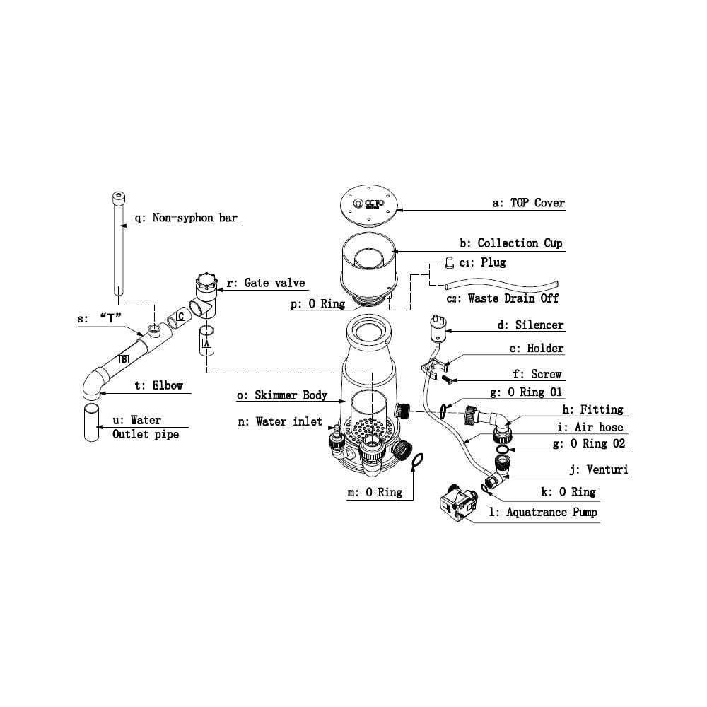 Coralvue Octopus Classic 100 Internal Protein Skimmer  