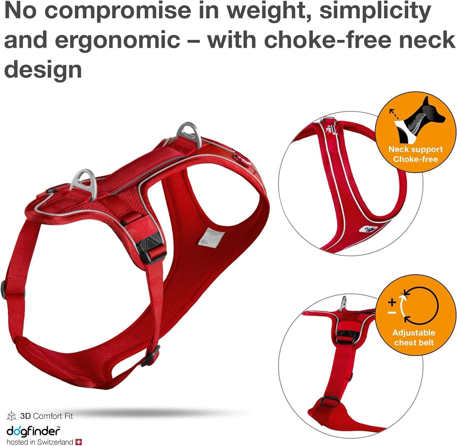 Curli Belka Comfort Dog Harness - Red - Extra Small  