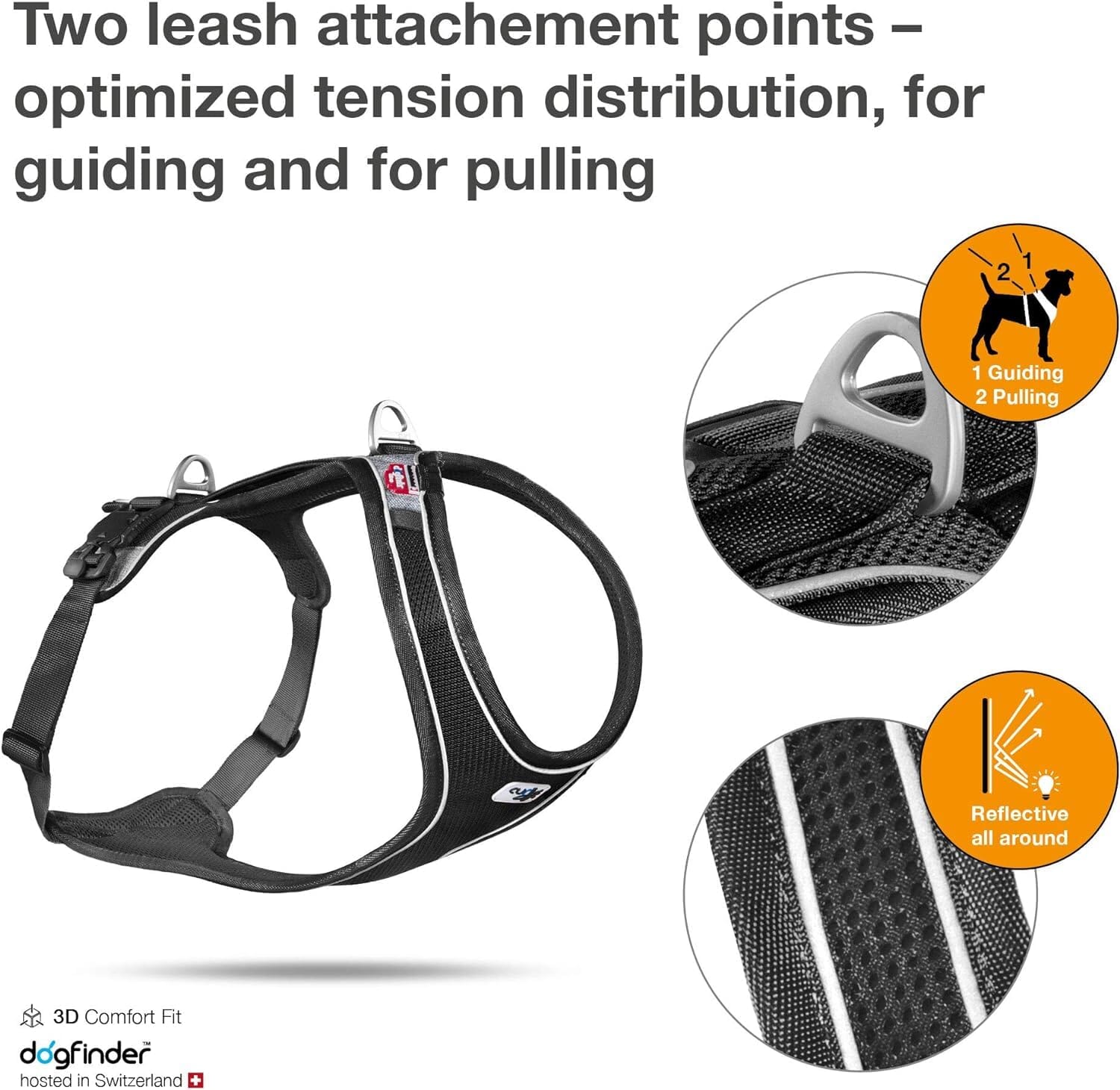 Curli Belka Magnet Dog Harness - Black - Medium  