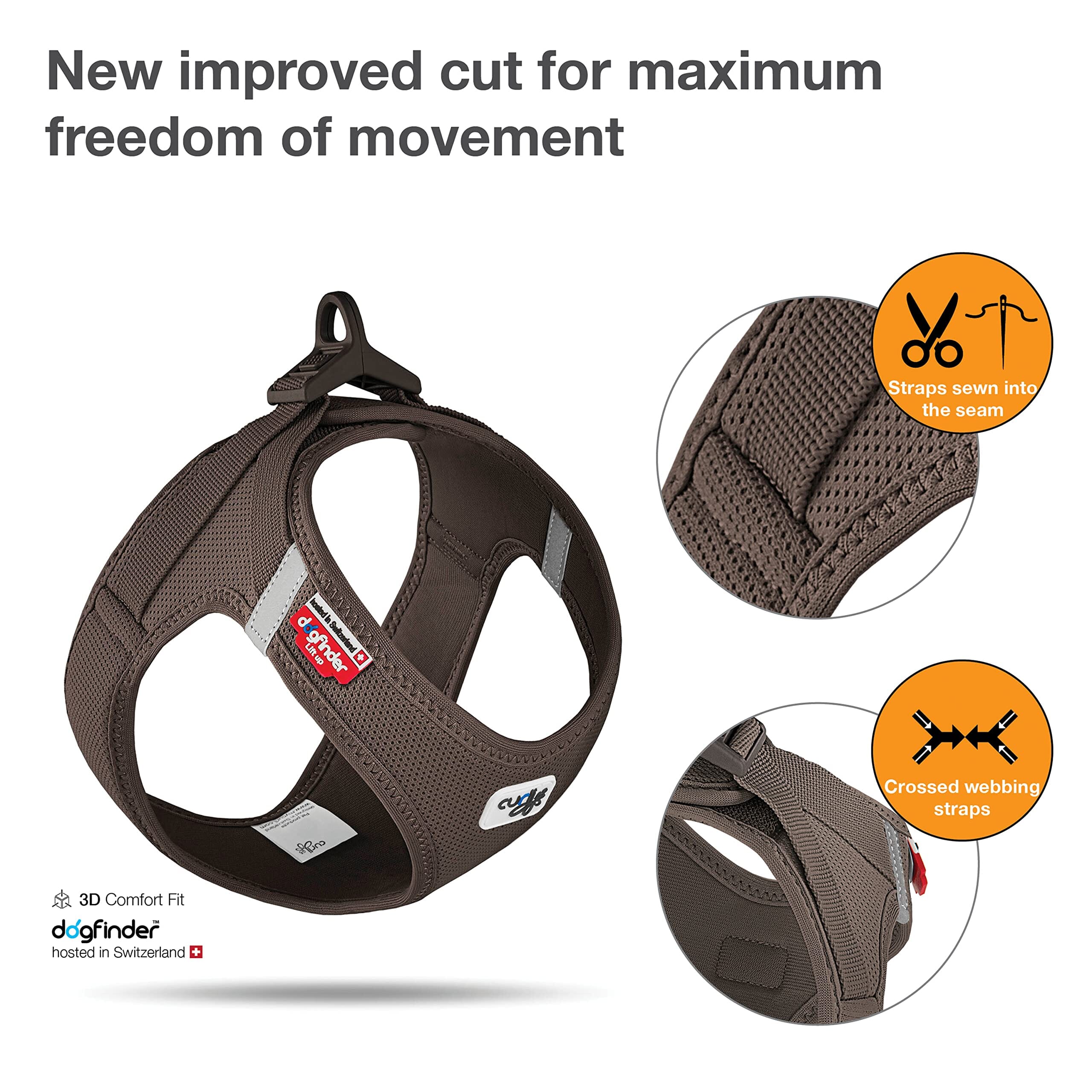 Curli Clasp Mesh Vest Dog Harness - Brown - XXS  