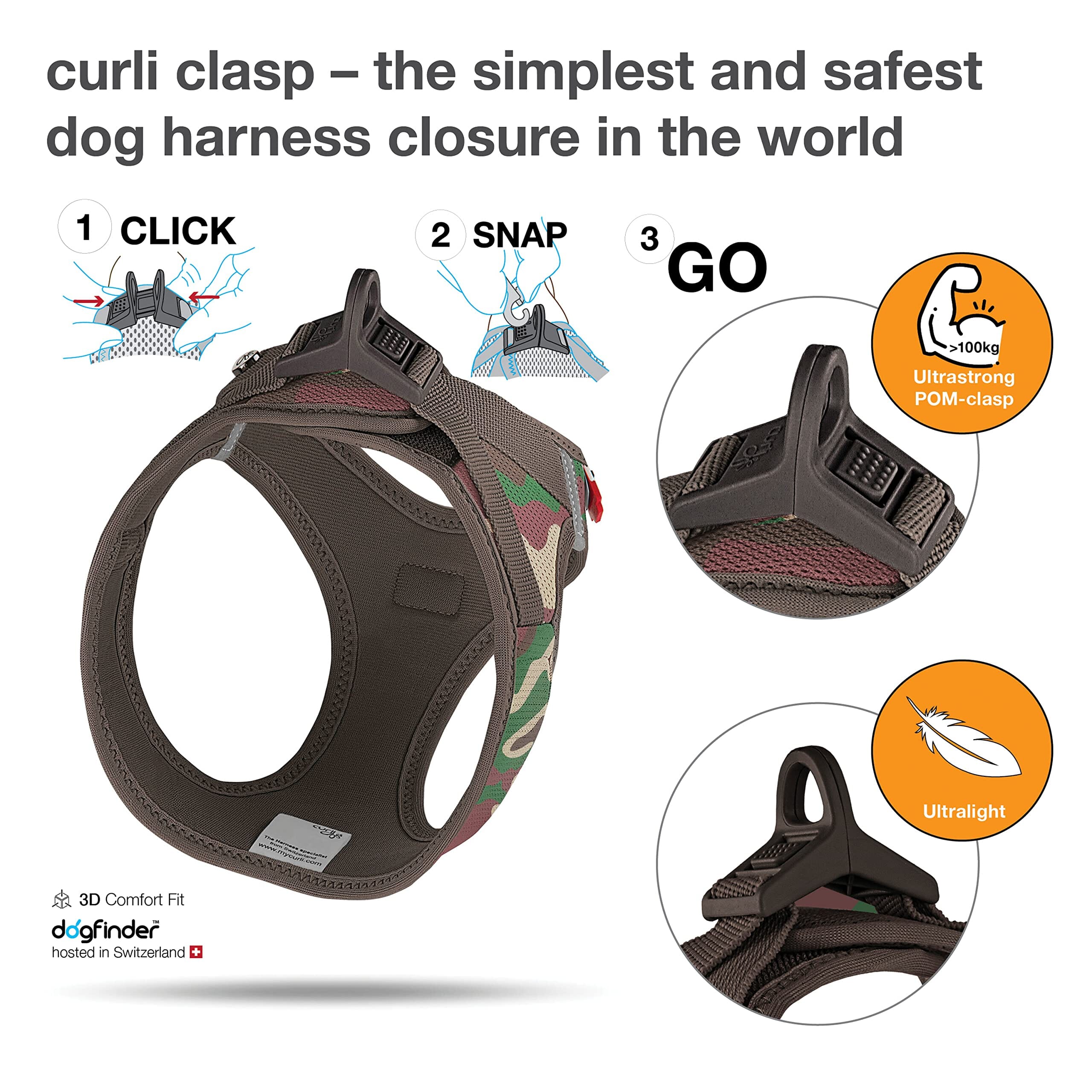 Curli Clasp Mesh Vest Dog Harness - Camo - Small  