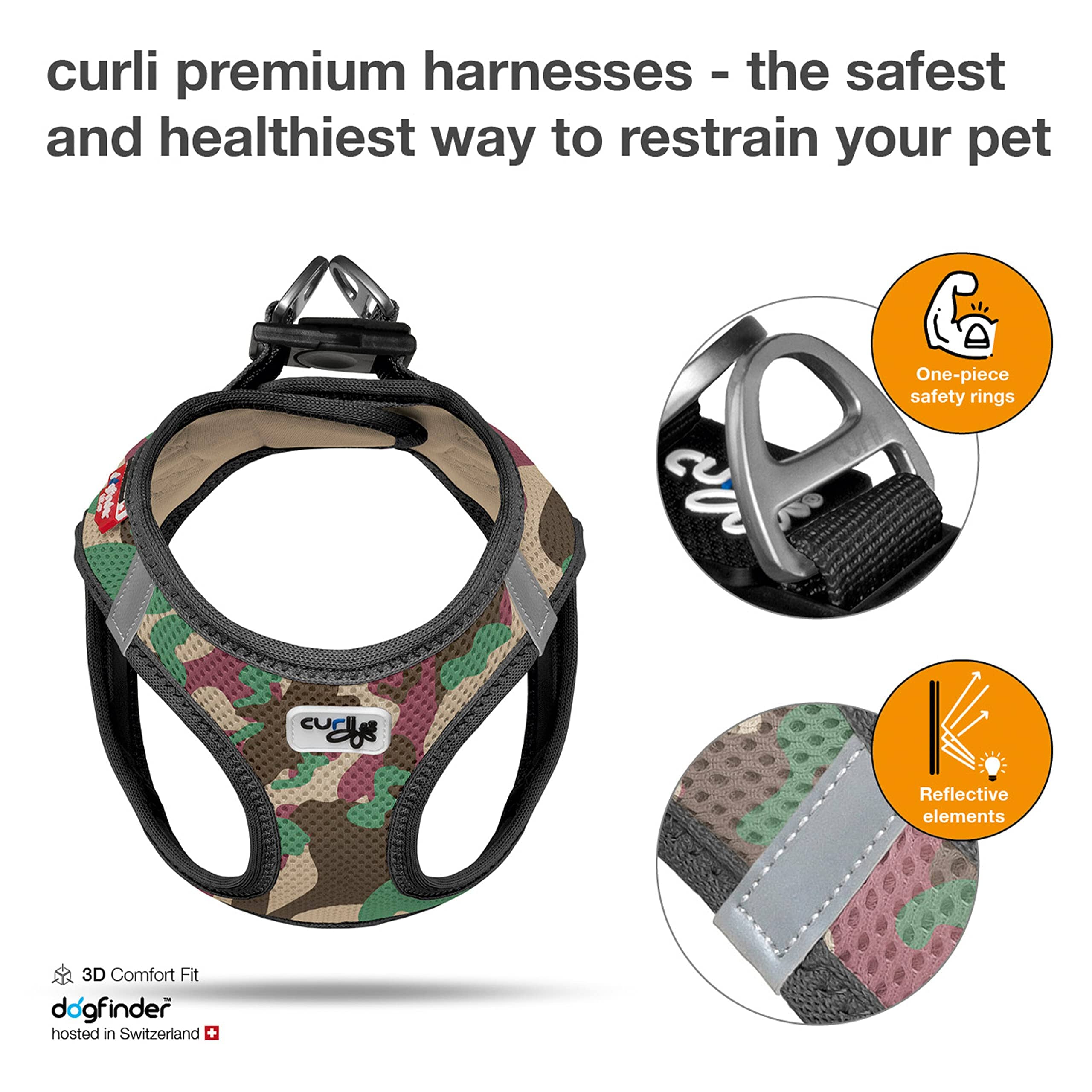 Curli Clasp Mesh Vest Dog Harness - Camo - XXXS  