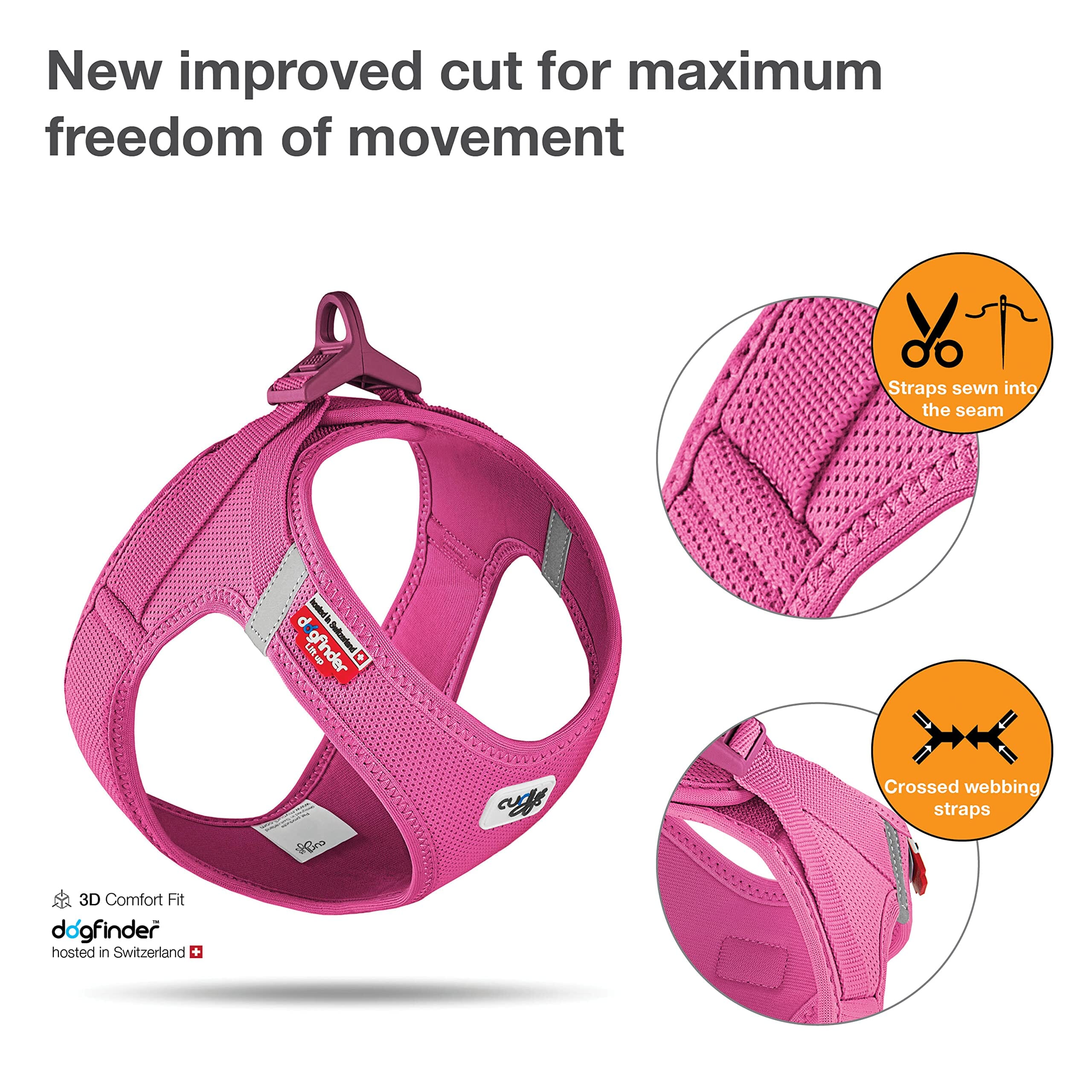 Curli Clasp Mesh Vest Dog Harness - Fuschsia - Extra Small  