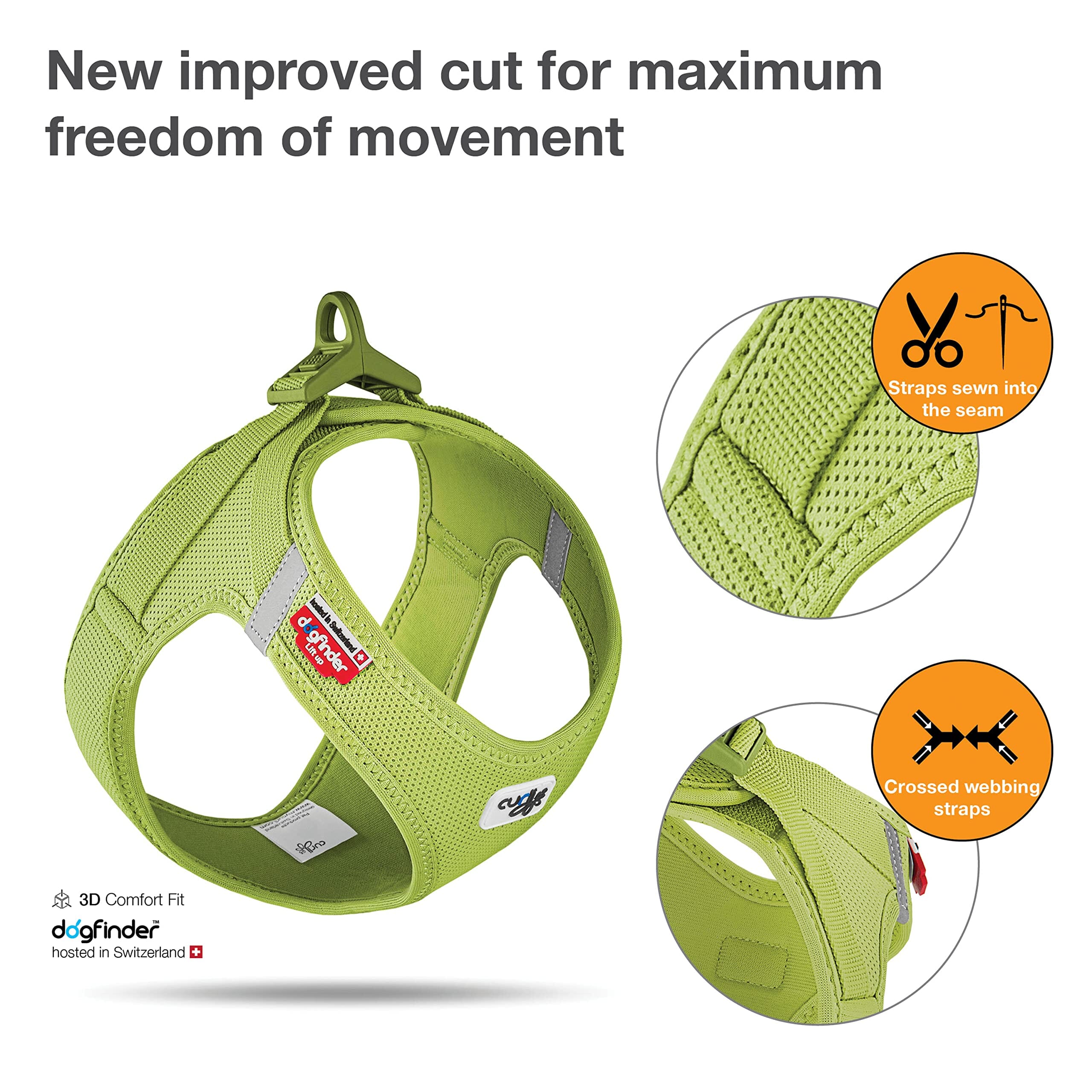 Curli Clasp Mesh Vest Dog Harness - Lime - Large  