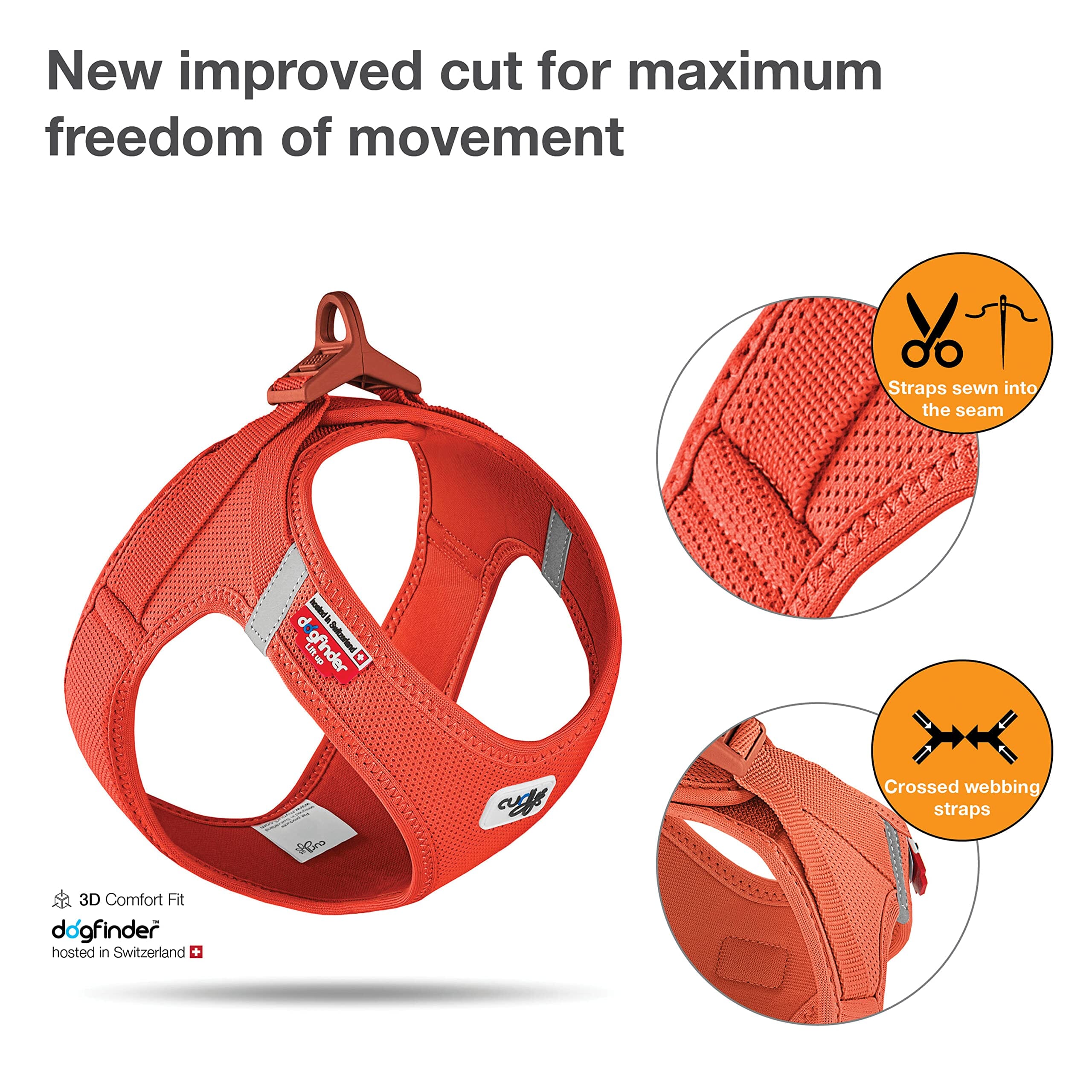 Curli Clasp Mesh Vest Dog Harness - Orange - Extra Small  