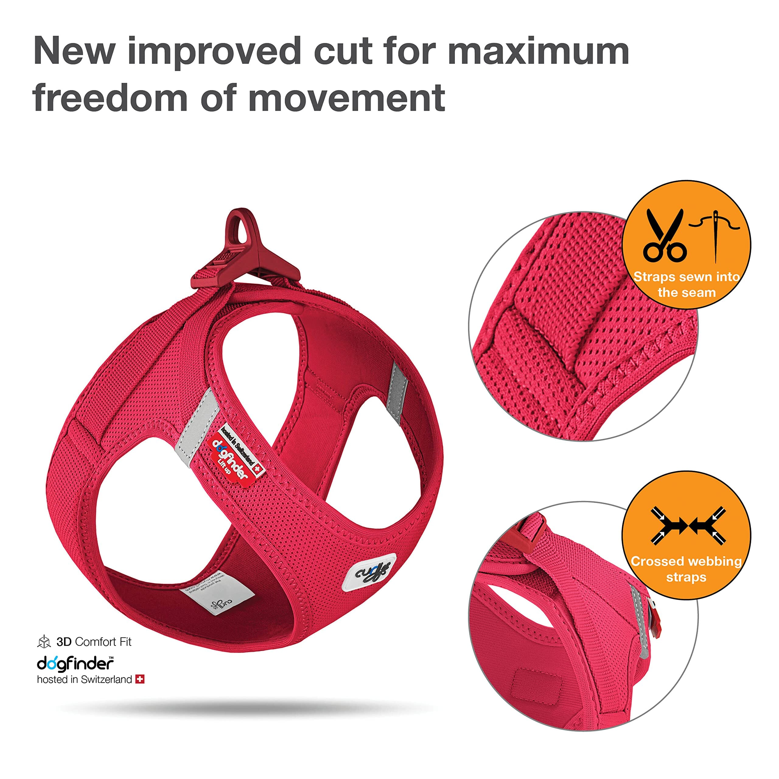 Curli Clasp Mesh Vest Dog Harness - Red - Extra Small  