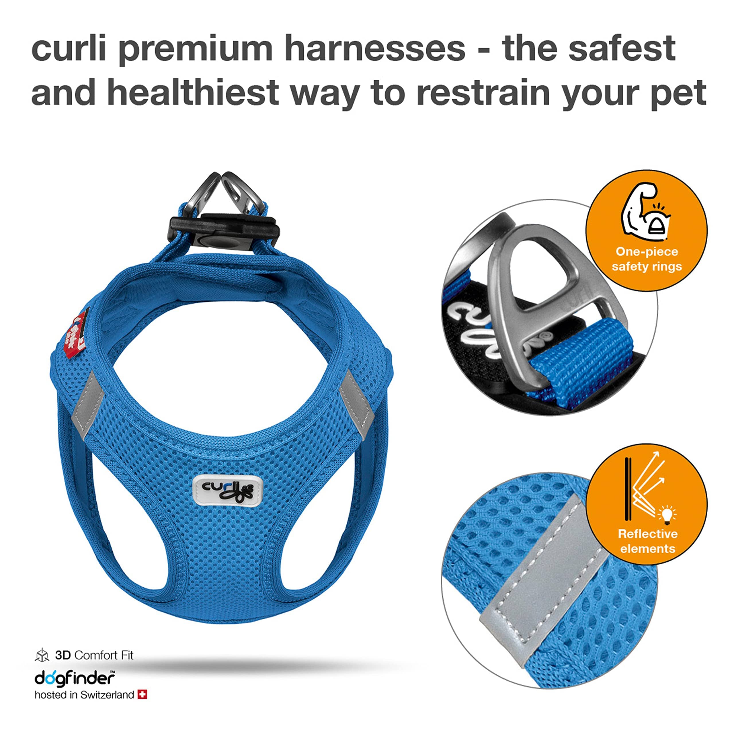 Curli Clasp Mesh Vest Dog Harness - Sky Blue - XXS  