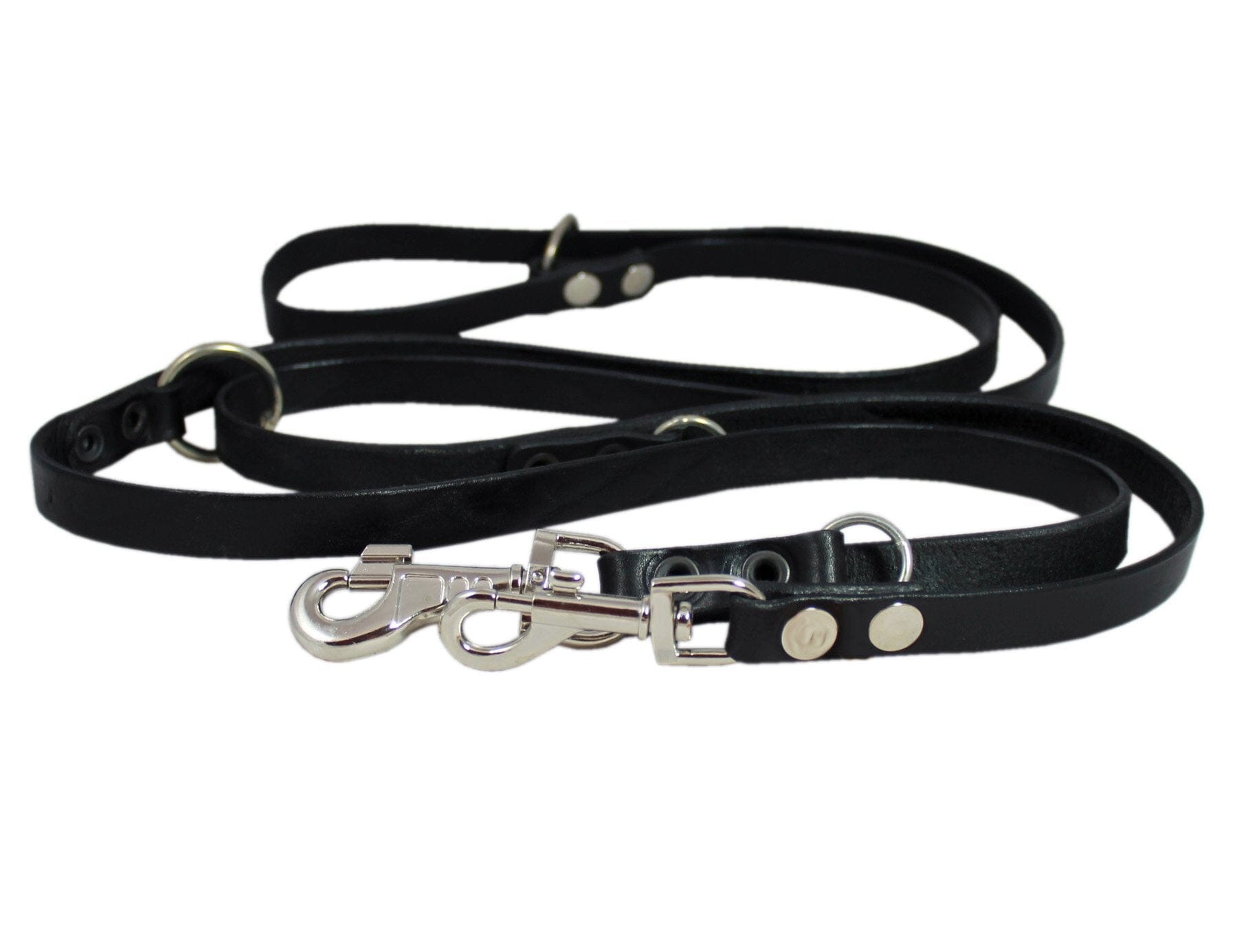 Curli Leather Adjustable Dog Leash - Black - Large  