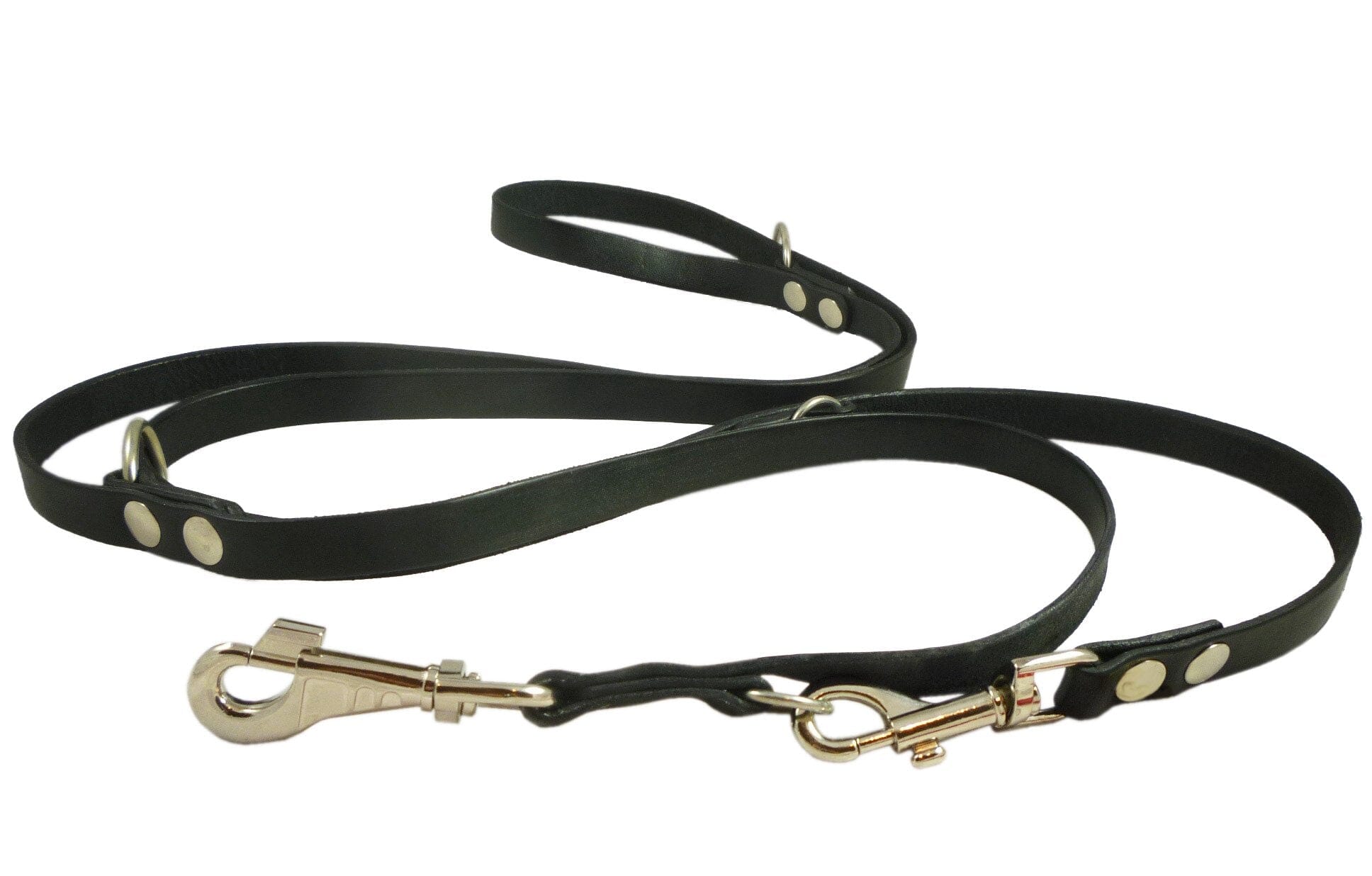 Curli Leather Adjustable Dog Leash - Black - Large  