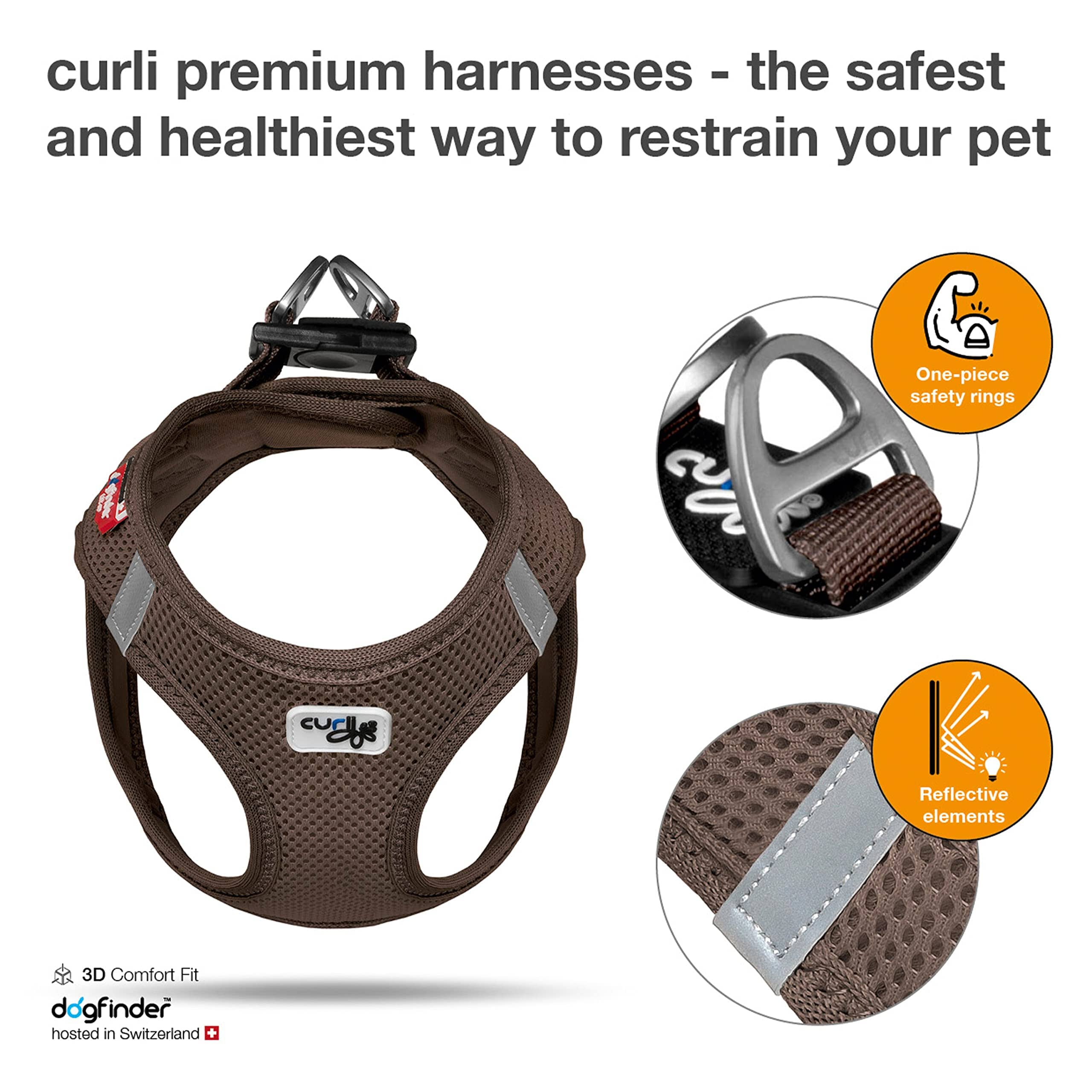 Curli Leather Dog Harness - Brown - Small  