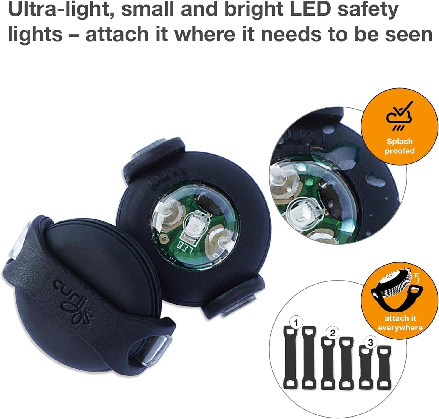 Curli Luumi LED Safety Light - Black - 2 Pack  