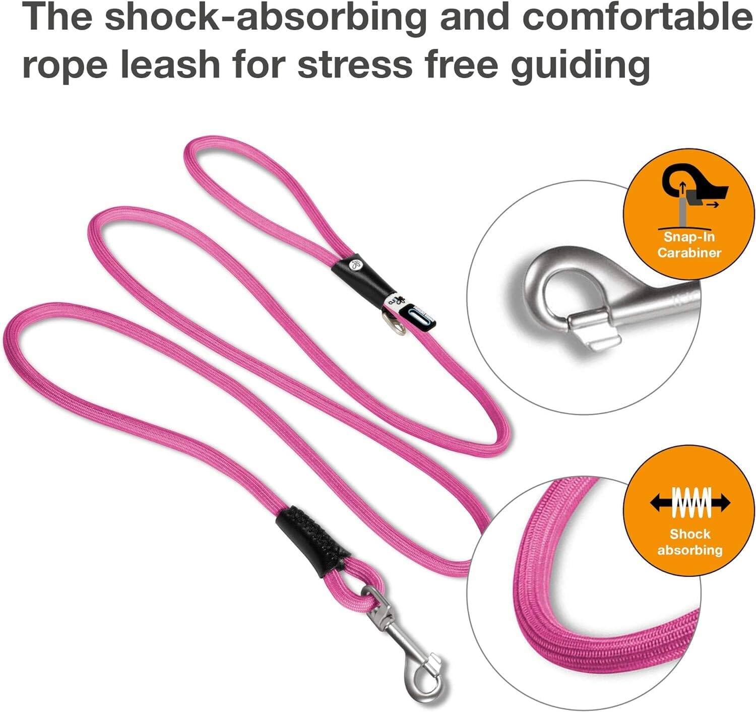 Curli Stretch Comfort Dog Leash - Fuchsia - Large  