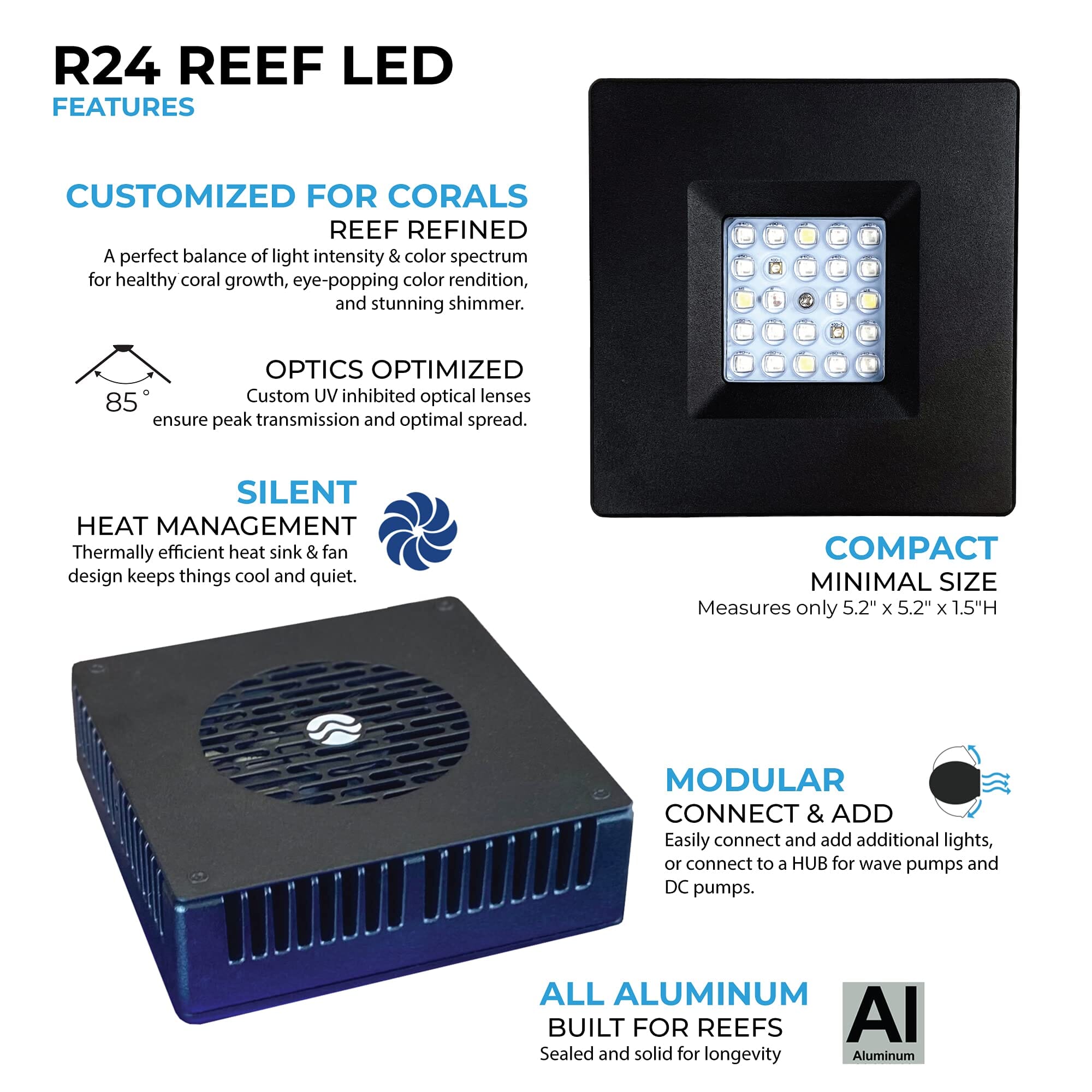 Current USA Orbit R24 Add-on LED Reef Light with LOOP Bluetooth Hub - Black  