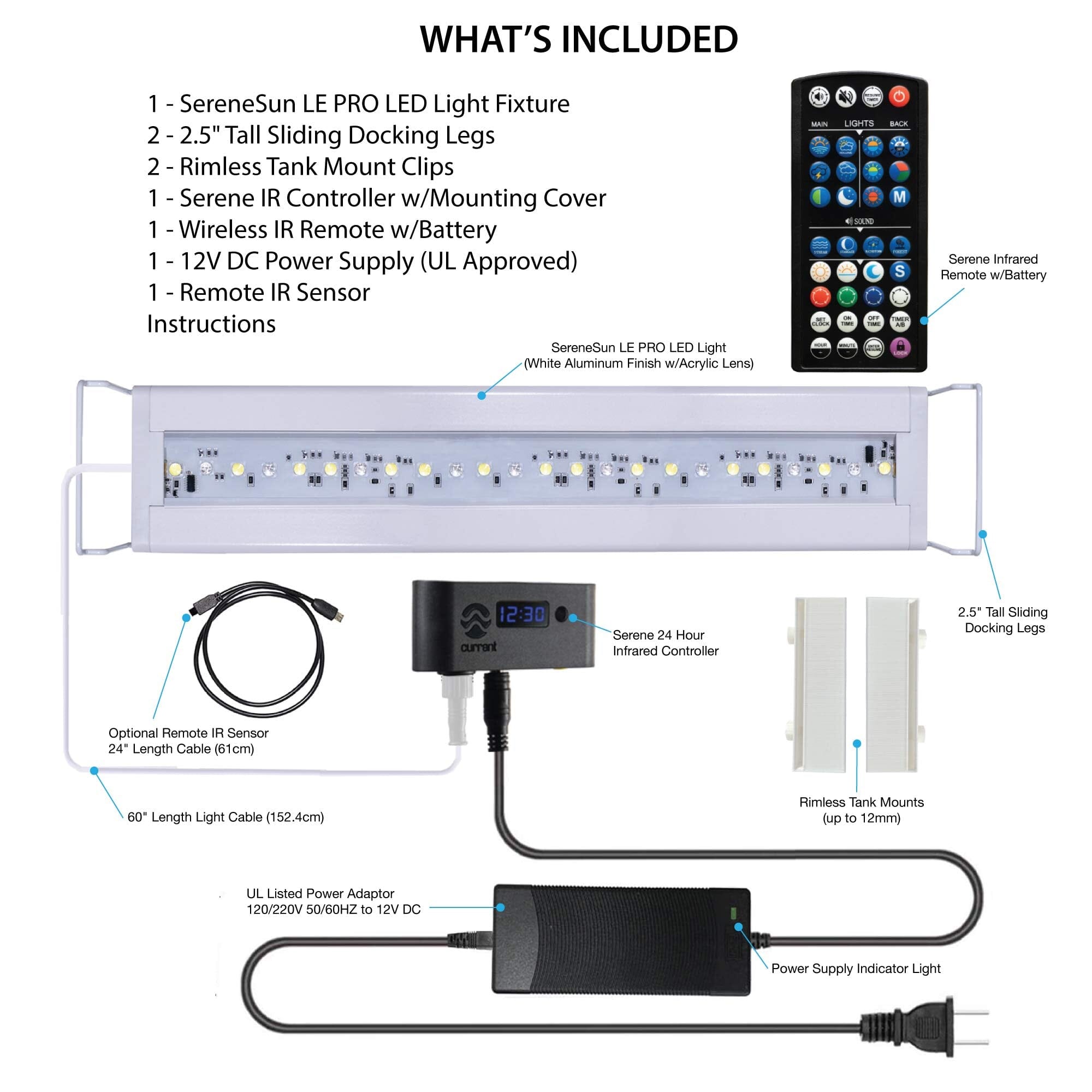 Current USA Serene Sun Freshwater LED Light with 24-Hour Remote Control - 18-24" Inch  