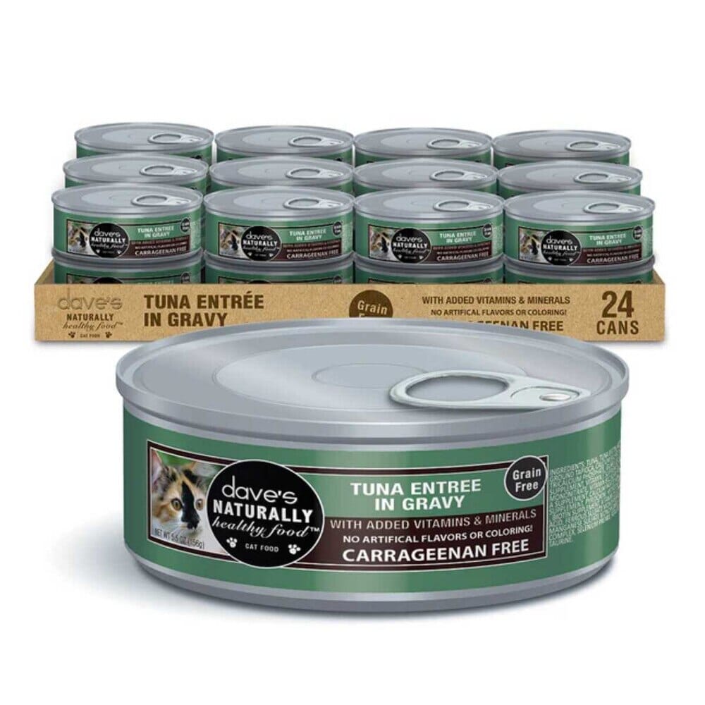 Dave's Pet Food Naturally Healthy Tuna Entree in Gravy Canned Cat Food - 5.5 oz Cans - Case of 24