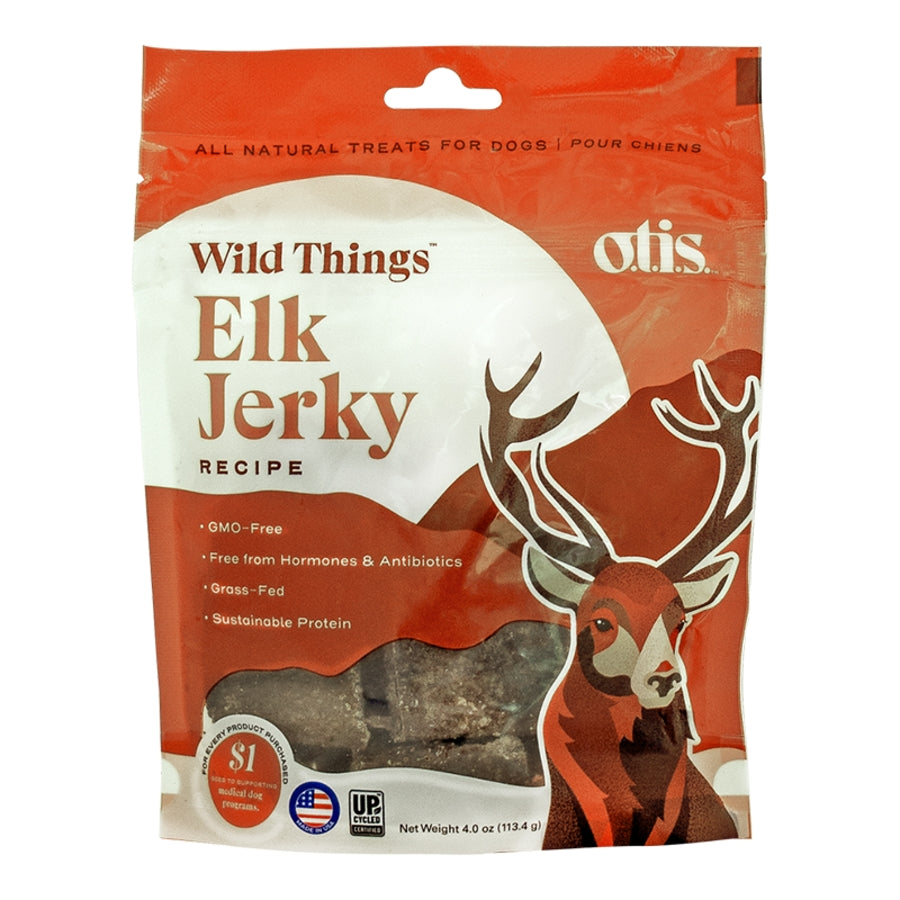 O.T.I.S. Pasture-Raised and Grass-Fed Elk Jerky Dog Treats - 4 Oz