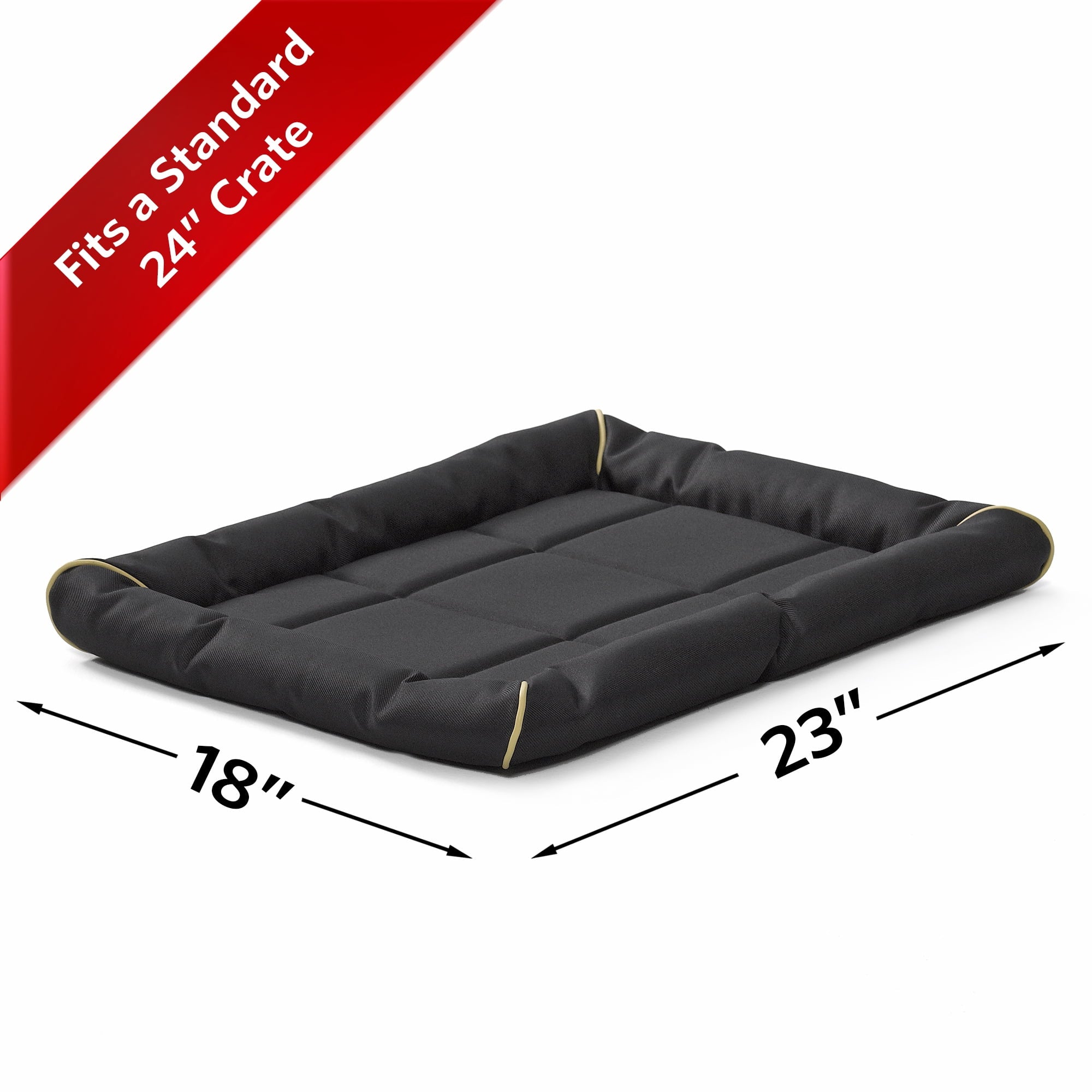 Midwest Homes Ultra-Rugged Max Water Repellent Pet Bed or Crate Mat - Black - L:24 X W:18 X H:3 Inch