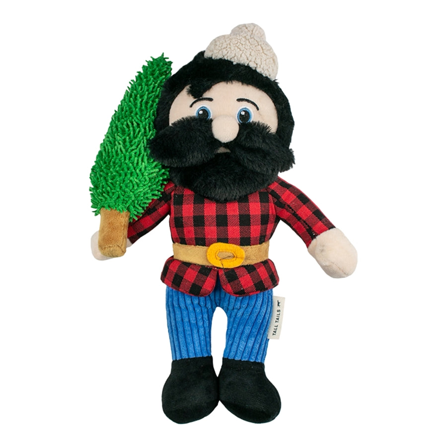 Tall Tails Rope Inner Structured Paul Bunyan Squeak and Crinkle Plush Dog Toy - 14 Inches