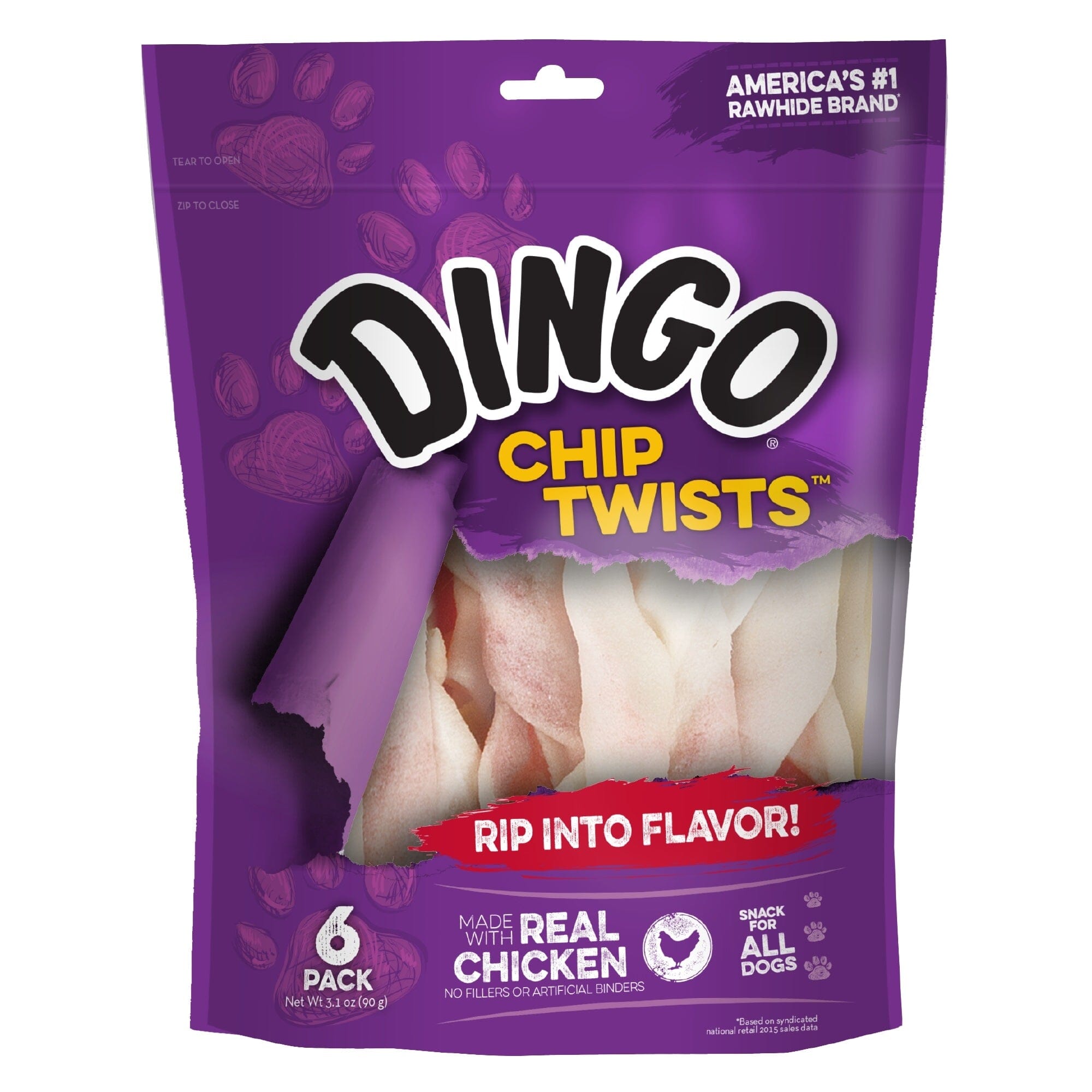 Dingo Chip Twists Natural Dog Chews - Chicken - 6 Pack