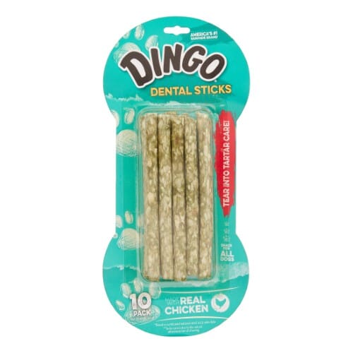 Dingo Dental Sticks for Tarter Control Natural Dog Chews - Chicken - 10 Pack