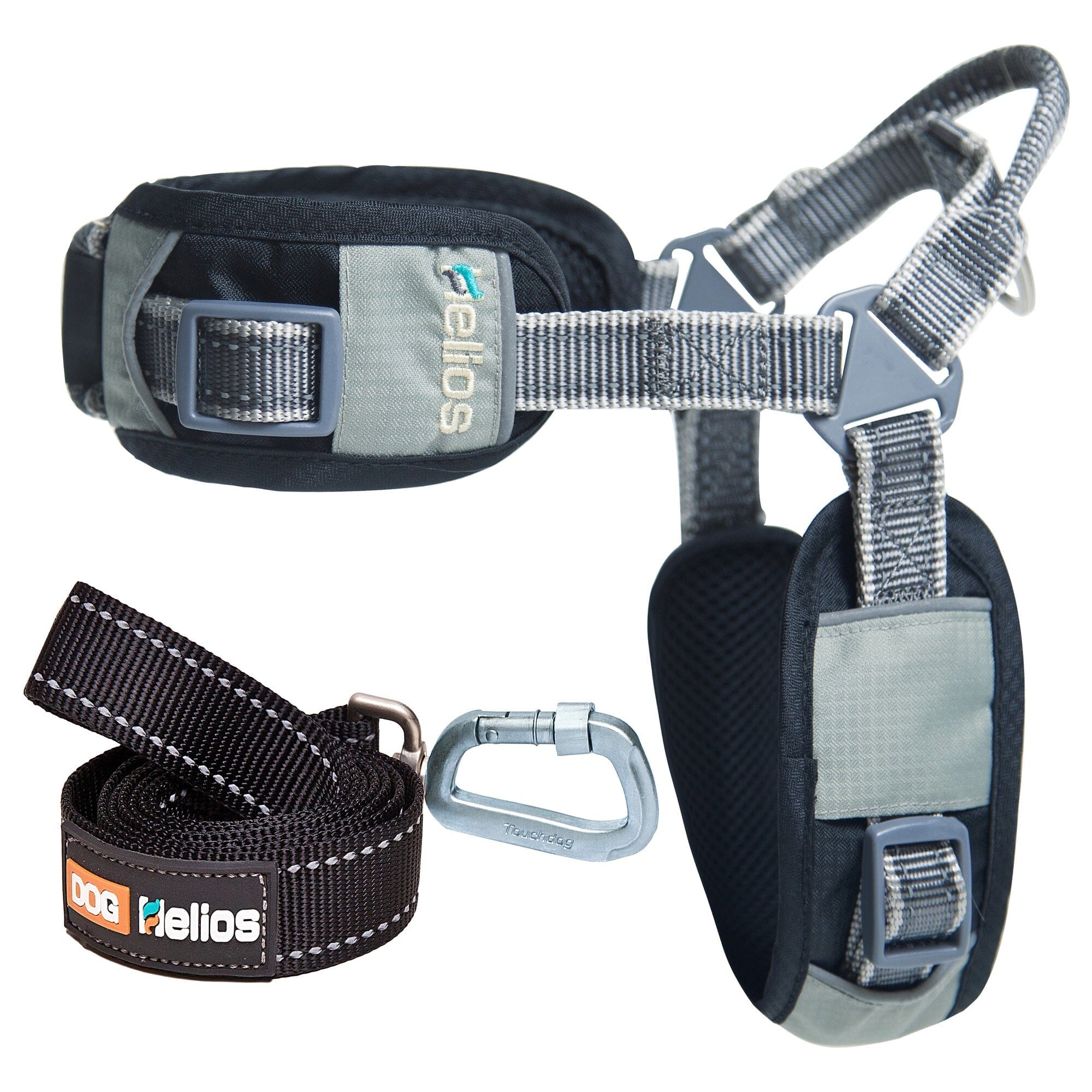 Dog Helios 'Geo-turf' Performance Adjustible and Reflective Dog Harness and Leash Small Black