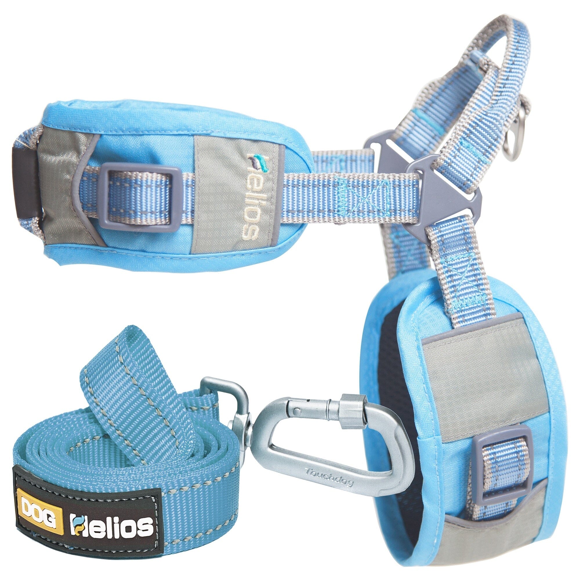 Dog Helios 'Geo-turf' Performance Adjustible and Reflective Dog Harness and Leash Small Blue