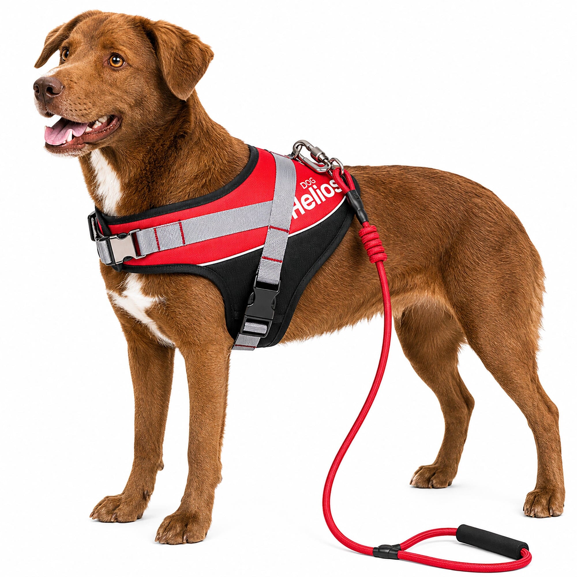 Dog Helios ® 'Bark-Mudder' 2-in-1 Reflective and Adjustable Sporty Dog Harness and Leash Small Red
