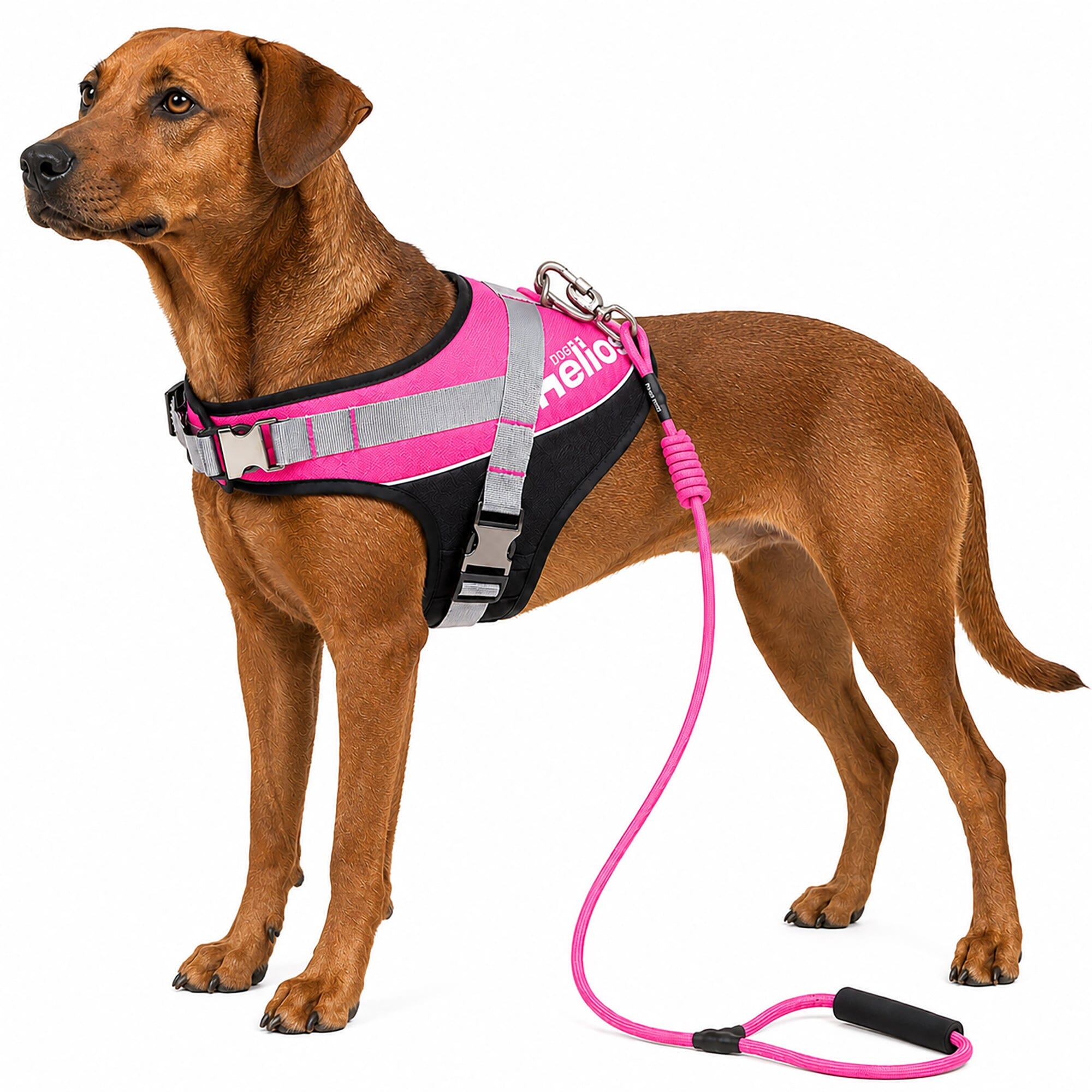 Dog Helios ® 'Bark-Mudder' 2-in-1 Reflective and Adjustable Sporty Dog Harness and Leash Small Pink