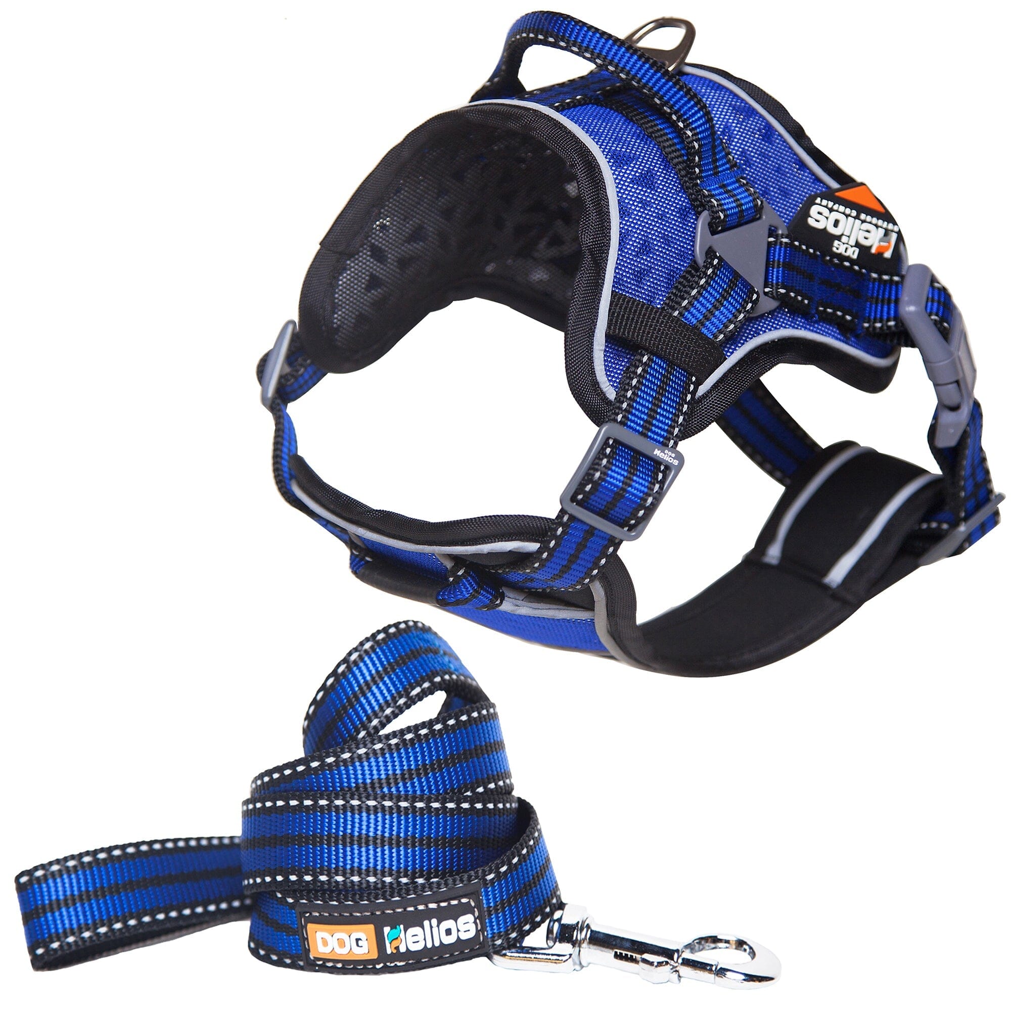Dog Helios ® 'Journey Wander' Chest Compressive Sporty Adjustable Dog Harness and Leash Small Blue