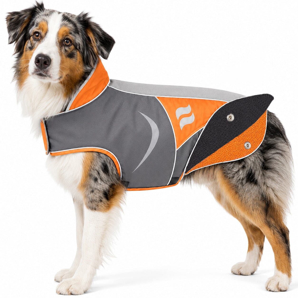 Dog Helios ® Lotus-Rusher 2-in-1 Dual-Removable Layered Performance Dog Jacket X-Small Orange, Charcoal Grey, Light Grey