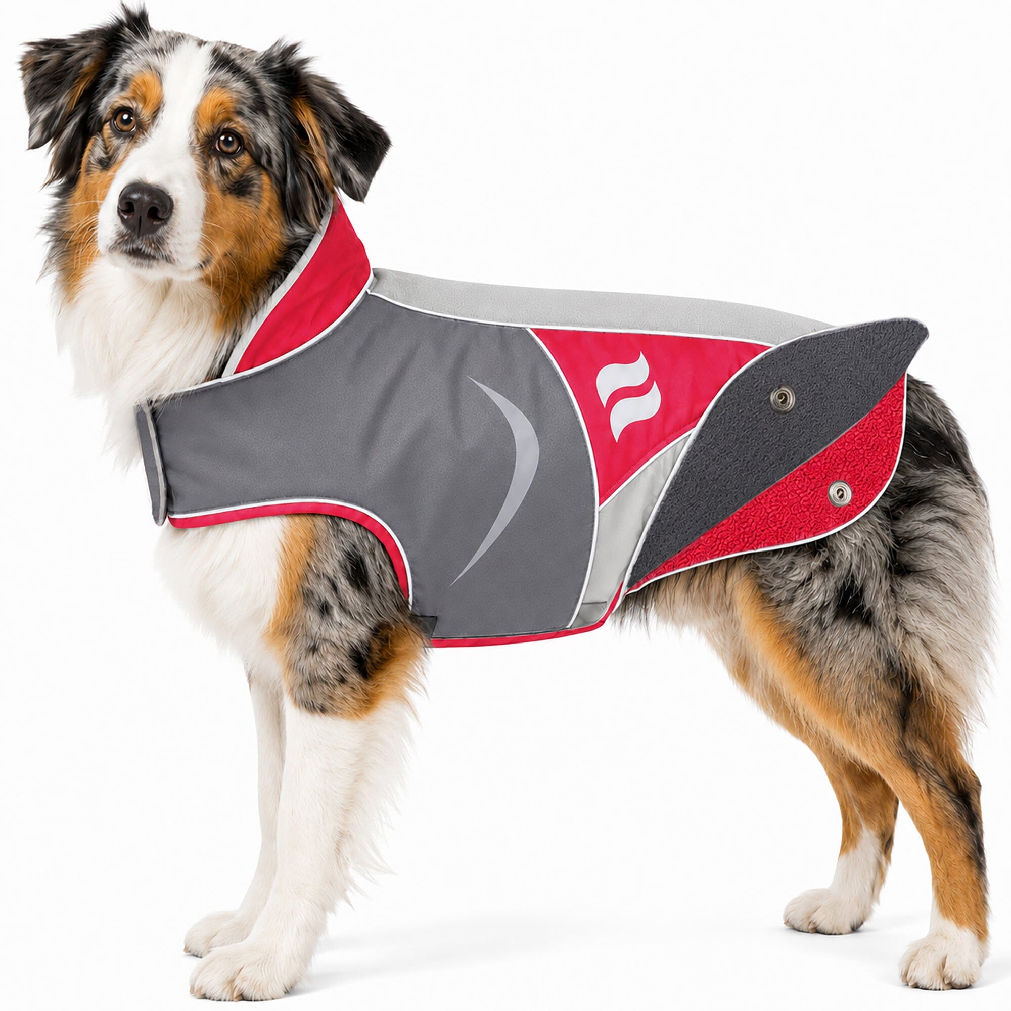 Dog Helios ® Lotus-Rusher 2-in-1 Dual-Removable Layered Performance Dog Jacket X-Small Red, Charcoal Grey, Light Grey