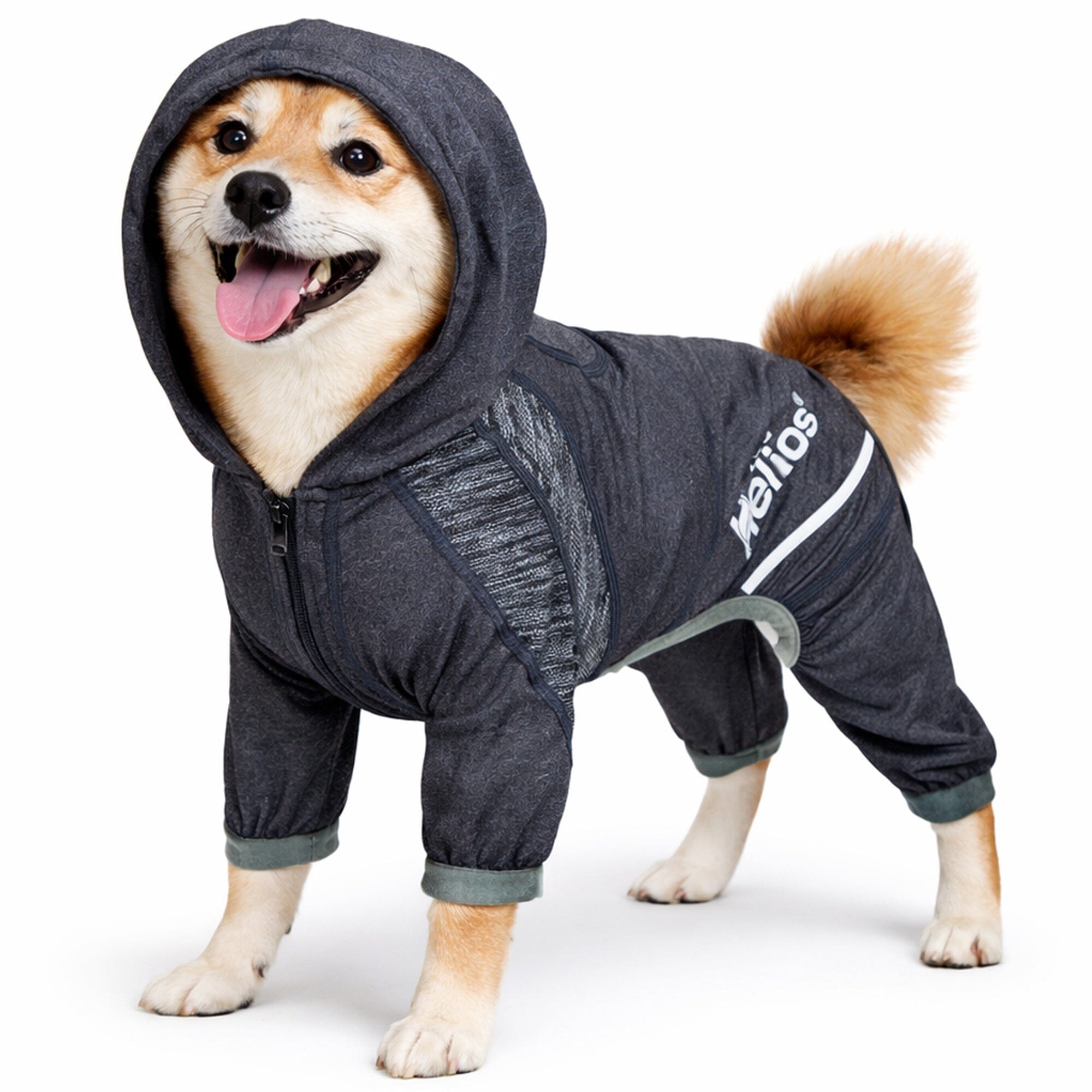 Dog Helios ® 'Namastail' Lightweight 4-Way-Stretch Yoga Performance Dog Tracksuit Hoodie X-Small Charcoal Black