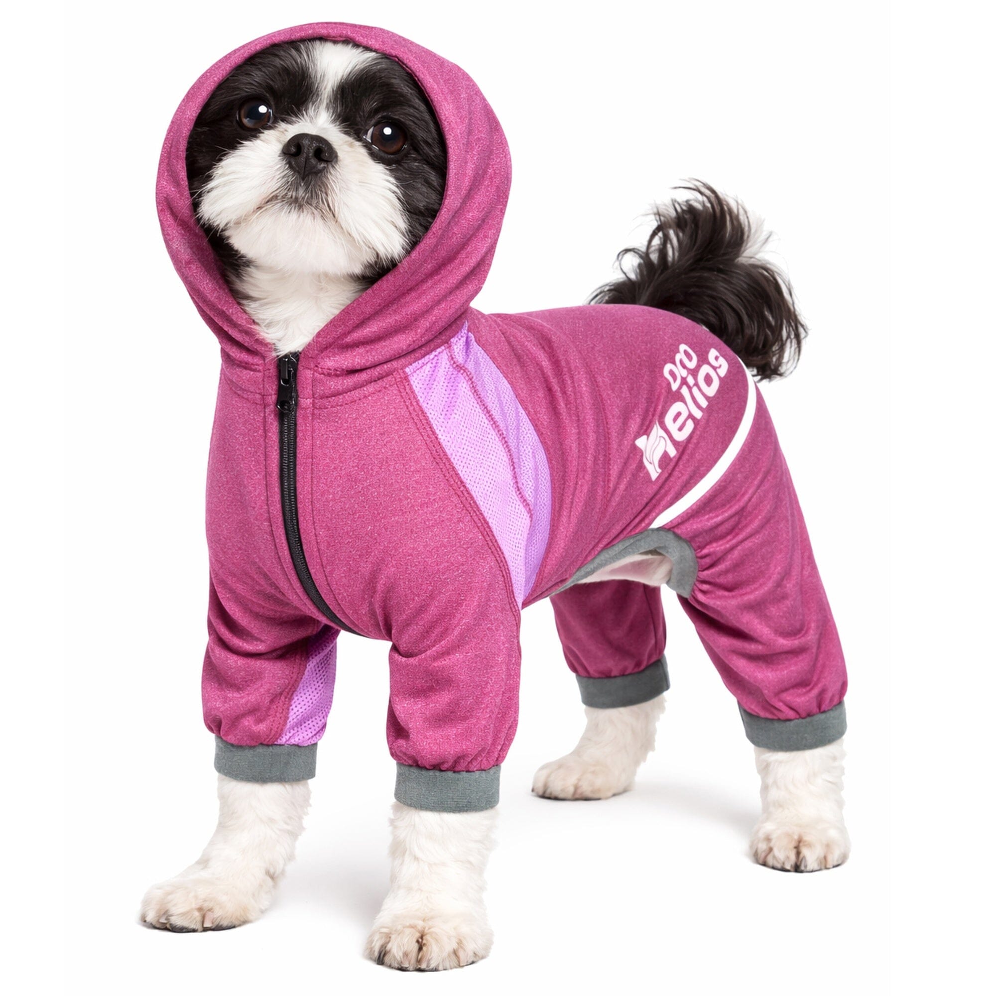 Dog Helios ® 'Namastail' Lightweight 4-Way-Stretch Yoga Performance Dog Tracksuit Hoodie X-Small Pink