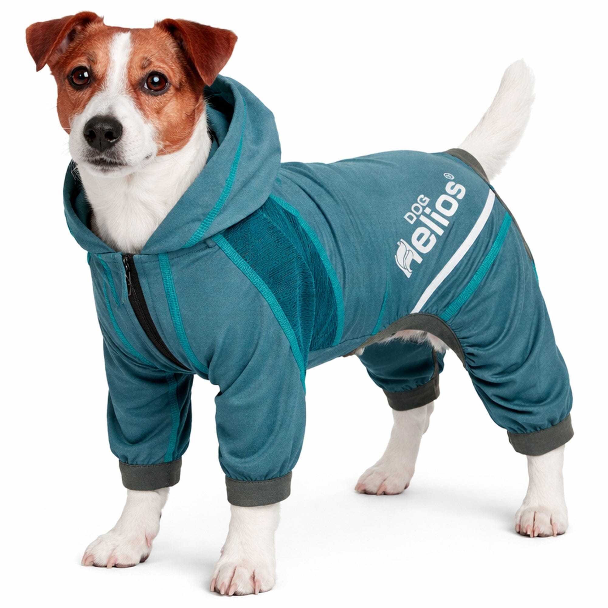 Dog Helios ® 'Namastail' Lightweight 4-Way-Stretch Yoga Performance Dog Tracksuit Hoodie X-Small Teal / Blue