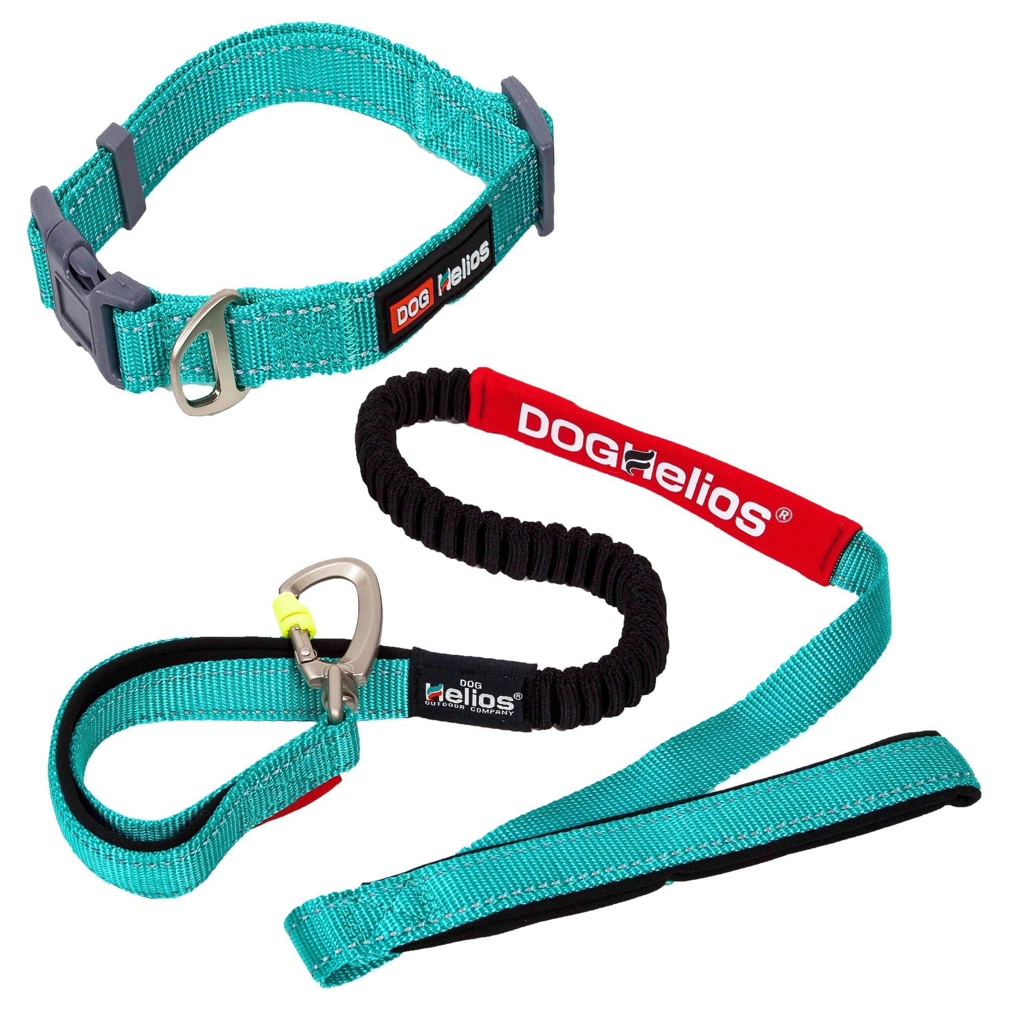 Dog Helios ® 'Neo-Indestructible' 2-in-1 Accordion Dog Collar and Leash Large Aqua Blue